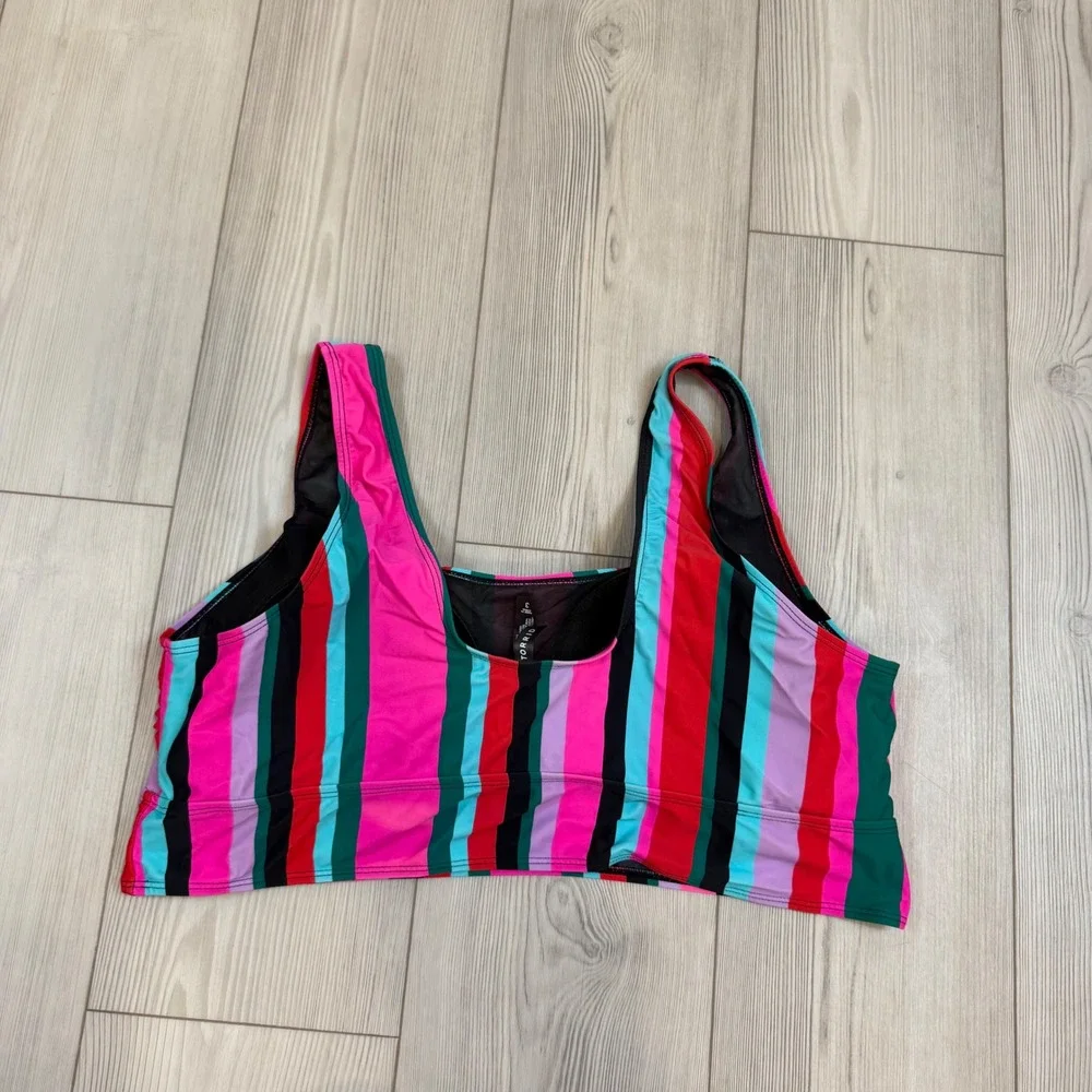 Torrid Multi Color Vertical Stripe Scoop Neck Bikini Swim Top Plus Size 3 3X